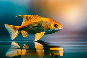 poisson rouge, le poisson, le eau, réflexion, le poisson, le eau, le poisson. généré par ai photo
