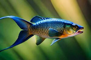 une poisson avec bleu et Jaune nageoires. généré par ai photo