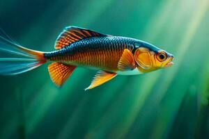 une poisson nager dans le l'eau. généré par ai photo