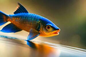 une poisson avec bleu et Orange couleurs. généré par ai photo