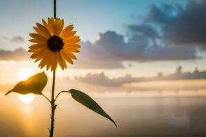 tournesol sur le plage. généré par ai photo