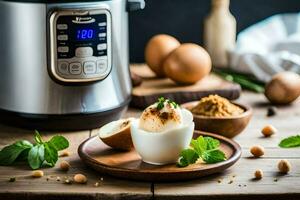 instant pot Oeuf braconnier. généré par ai photo