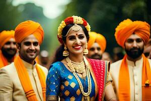 Indien mariage dans le ville. généré par ai photo