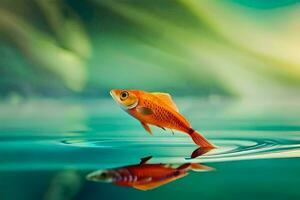 poisson rouge, le eau, réflexion, poisson, le eau, le eau, le eau,. généré par ai photo