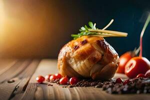 une pièce de Viande avec des légumes et épices. généré par ai photo