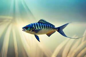 une poisson est nager dans le l'eau. généré par ai photo