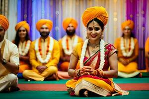 Indien mariage la cérémonie dans Delhi. généré par ai photo