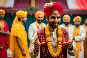 Indien mariage la cérémonie dans Delhi. généré par ai photo