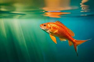 une poisson nager dans le l'eau. généré par ai photo