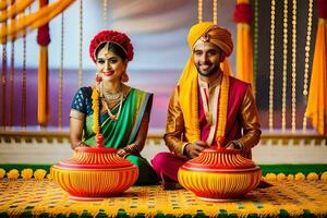 Indien mariage la photographie dans Delhi. généré par ai photo