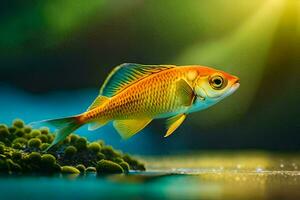 poisson rouge dans le l'eau. généré par ai photo