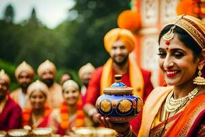 Indien mariage la cérémonie dans Londres. généré par ai photo