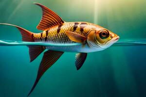 poisson dans le l'eau avec lumière du soleil brillant sur il. généré par ai photo