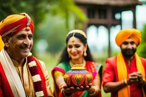 Indien mariage la photographie dans Delhi. généré par ai photo