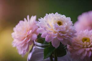 rose fleurs dans une verre vase sur une tableau. généré par ai photo