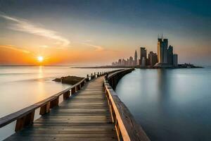 le ville de Doha, Qatar. généré par ai photo