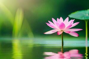 une rose lotus fleur est flottant dans le l'eau. généré par ai photo