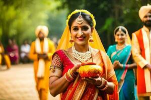 Indien mariage la photographie dans Delhi. généré par ai photo