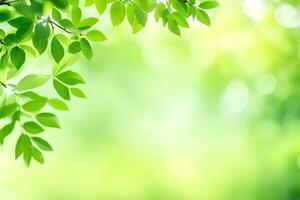 vert feuilles sur une ensoleillé journée. généré par ai photo