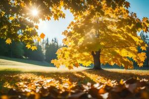l'automne arbre dans le Soleil. généré par ai photo