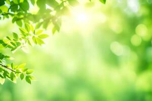 vert feuilles sur une ensoleillé journée. généré par ai photo