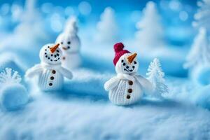 bonhommes de neige dans le neige. généré par ai photo