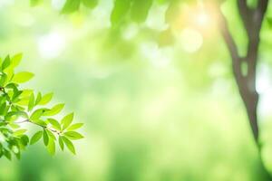 vert feuilles sur une ensoleillé journée. généré par ai photo