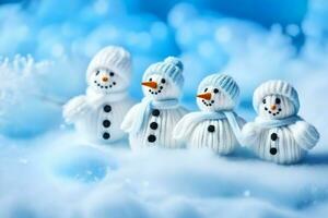 bonhommes de neige dans le neige. généré par ai photo
