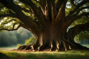 le le plus grand chêne arbre dans le monde. généré par ai photo