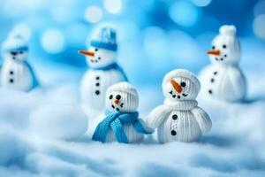 bonhommes de neige dans le neige. généré par ai photo
