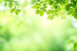vert feuilles sur une ensoleillé journée. généré par ai photo