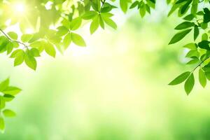 vert feuilles sur une ensoleillé journée. généré par ai photo