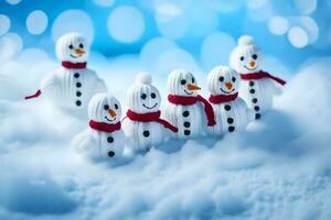 bonhommes de neige dans le neige. généré par ai photo