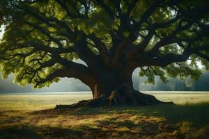 le le plus grand chêne arbre dans le monde. généré par ai photo