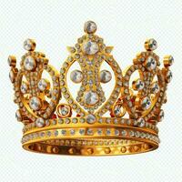 royal d'or empereur couronne de une Roi sur blanc Contexte. 3d le rendu luxe Royal Roi or couronne concept par ai généré photo