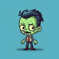 une terrifiant zombi dans dessin animé style. une effrayant zombi résurrection et rampant pour Halloween fête. Halloween concept par ai généré photo