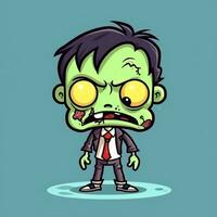 une terrifiant zombi dans dessin animé style. une effrayant zombi résurrection et rampant pour Halloween fête. Halloween concept par ai généré photo