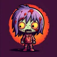 une terrifiant zombi dans dessin animé style. une effrayant zombi résurrection et rampant pour Halloween fête. Halloween concept par ai généré photo