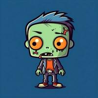 une terrifiant zombi dans dessin animé style. une effrayant zombi résurrection et rampant pour Halloween fête. Halloween concept par ai généré photo