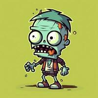 une terrifiant zombi dans dessin animé style. une effrayant zombi résurrection et rampant pour Halloween fête. Halloween concept par ai généré photo