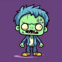 une terrifiant zombi dans dessin animé style. une effrayant zombi résurrection et rampant pour Halloween fête. Halloween concept par ai généré photo