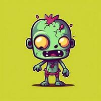 une terrifiant zombi dans dessin animé style. une effrayant zombi résurrection et rampant pour Halloween fête. Halloween concept par ai généré photo