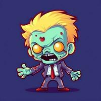 une terrifiant zombi dans dessin animé style. une effrayant zombi résurrection et rampant pour Halloween fête. Halloween concept par ai généré photo