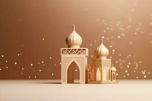 eid mubarak et Ramadan kareem salutations avec copie espace. eid Al fitr islamique lanterne et mosquée concept par ai généré photo