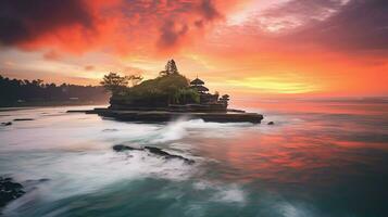 ancien pura ulun danu bratan, besakih ou célèbre hindou temple et touristique dans bali île à lever du soleil concept par ai généré photo