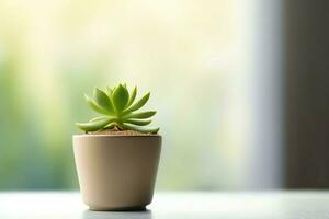 mis en pot succulent plante gastérie ou petit cactus avec copie espace. Accueil jardinage et minimaliste plante concept par ai généré photo