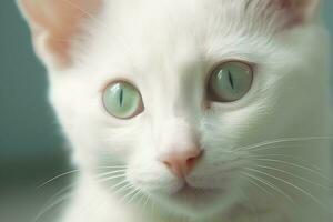 mignonne petit duveteux chaton avec magnifique yeux est séance ou repos. Britanique cheveux courts. chat journée concept par ai généré photo