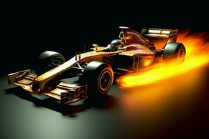 vite courses voiture et pilote dans formule un champion compétitions avec la vitesse et flamme. sport automobile voiture concept par ai généré photo