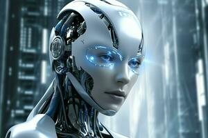 3d le rendu La technologie la robotique Les données analytique ou futuriste cyborg avec artificiel intelligence concept par ai généré photo