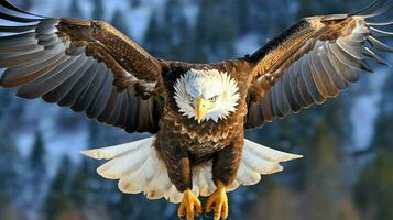 Aigle librement en volant en dessous de le lumière du soleil et bleu ciel. prédateur oiseau chasse dans safari est Afrique concept par ai généré photo